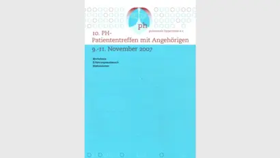 Broschüre für das 10. PH-Patiententreffen mit Angehörigen mit Einzelheiten und Themen zu der Veranstaltung.