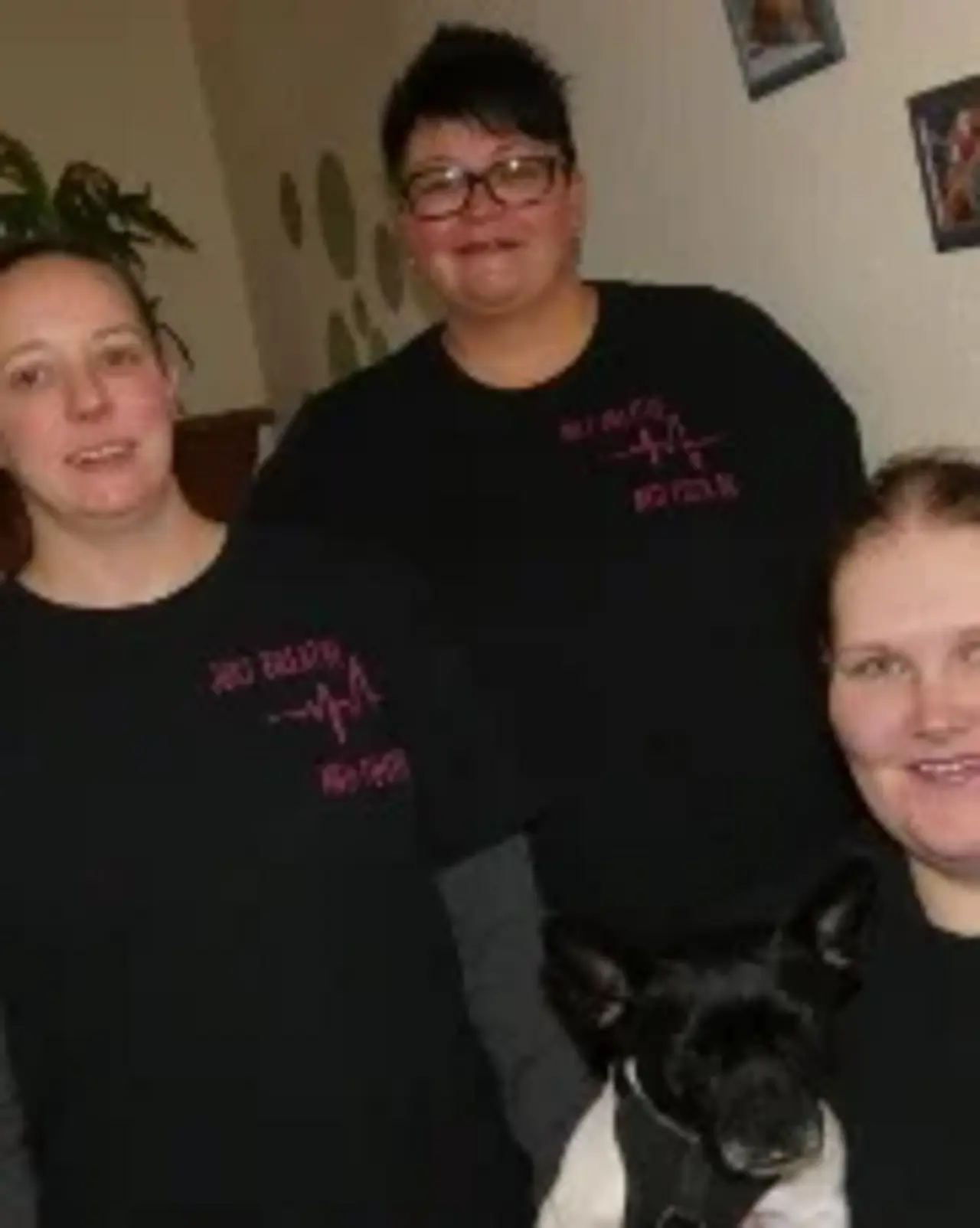 Gruppenfoto der Goph: Drei Frauen in schwarzen T-Shirts, lächelnd. Im Hintergrund sind Wände mit Bildern und Pflanzen zu sehen.